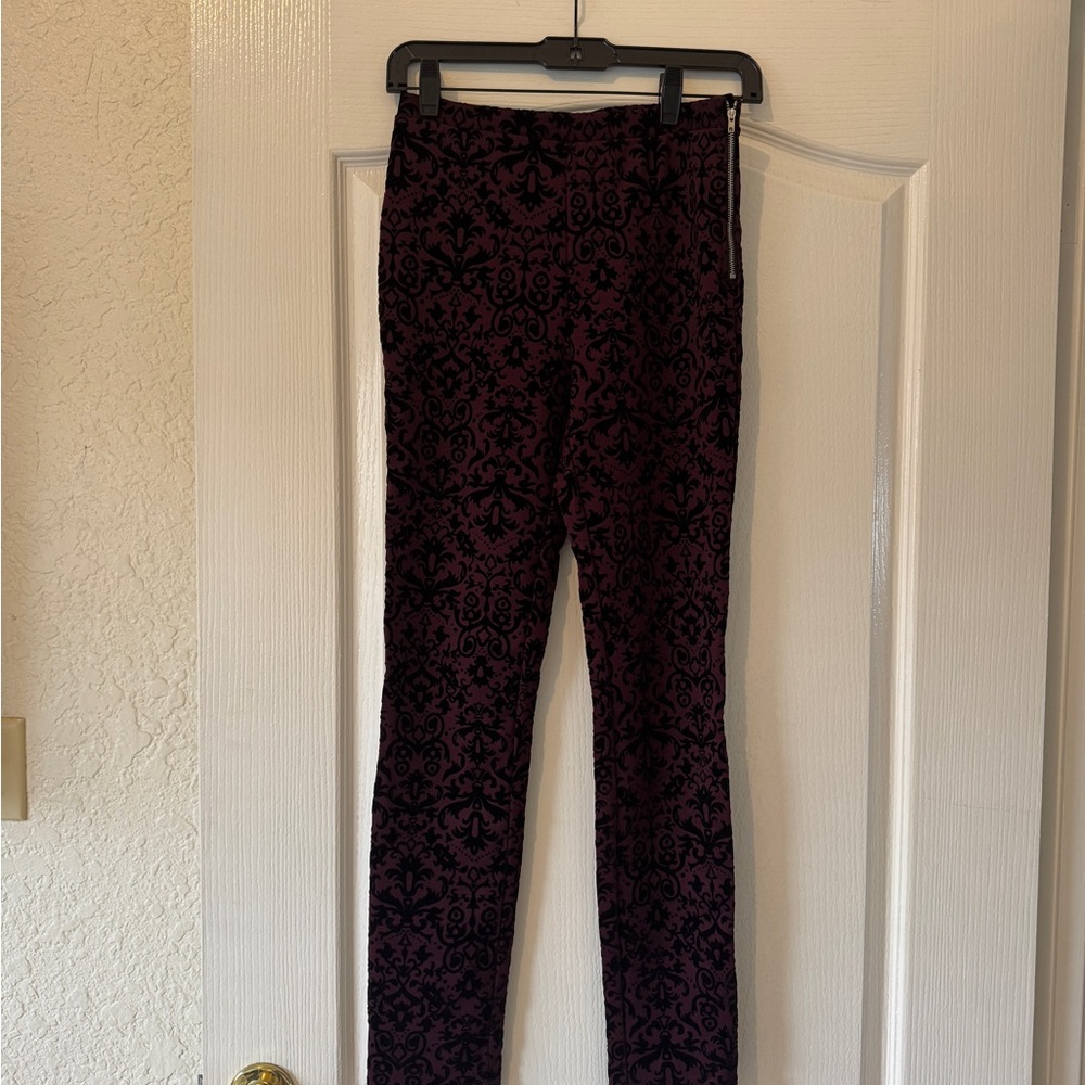 Forever 21 Black and Burgundy Velvet Skinny Pants